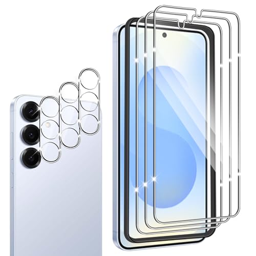 Wayneer Verre Trempé Pour Samsung Galaxy S25 5G, [3+3 Pièces] Vitre Protection écran Protection Camera, 9H Dureté Ultra HD Anti Rayures Film Protection écran,Avec Outil D'alignement Facile