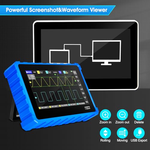 Image of Digital Tablet Oscilloscope, Automotive Oscilloscope Dual Channel 100MHz Bandwidth, 1GB Storage Frequency Analyzer with 7-inch LCD Touch Screen, Anti Burn Oscilloscope Kit