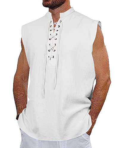 Camisa Henley sin mangas para hombre que evita el calor en eventos medievales
