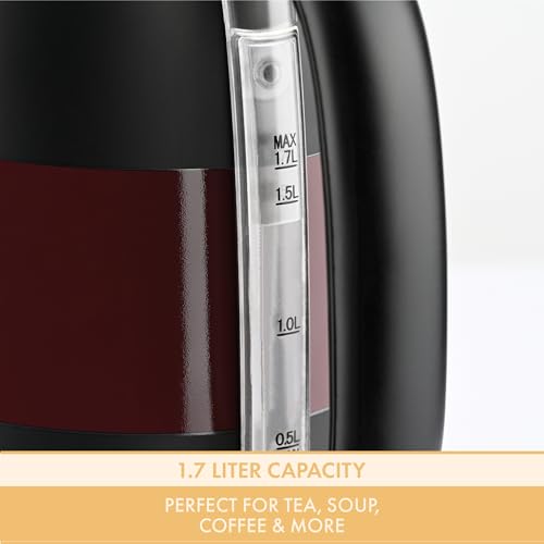 Warner Brothers Harry Potter 1.7L 1500W Electric Kettle by Select Brands - Features Water Window, Auto Shut Off, Boil Dry Protection, 360 Degree Rotating Base, Black and Gold, WBH-677KE