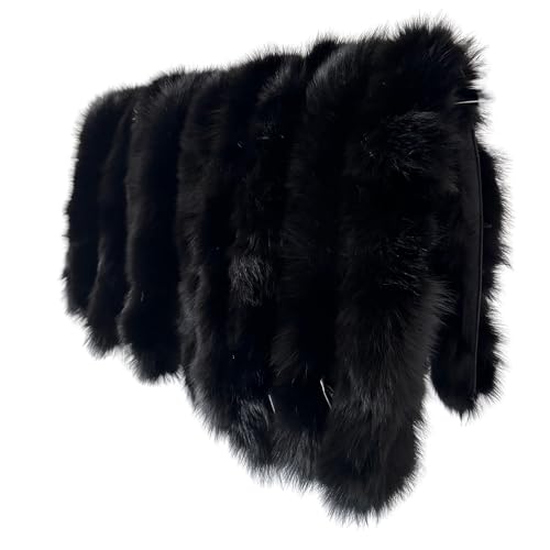 Black Fur Fox for Hood Edge Fringe Collar Trim womens and mens, Furry Stripe for Jacket 75 cm