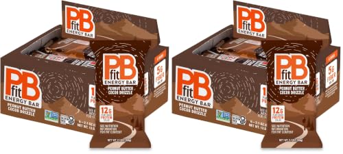 Image of PBfit Peanut Butter Cocoa Drizzle Energy Bars, 12g Protein, 5g Fiber, Gluten Free, Vegan, Plant-Based, Non-GMO, 2.1 Oz (Pack of 12)