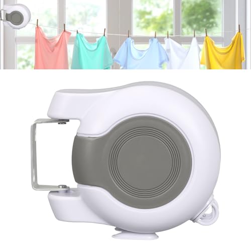 mumisuto Retractable Washing Line Outdoor, 30M Heavy Duty Double Clothesline for Outside Wall Mounted, 2x15m Cables Clothes Line Retractable Automatic Holds Up 44LBs for Indoor Outdoor Use (White)