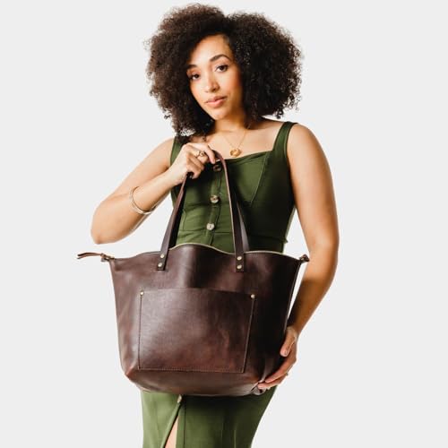 Image of Portland Leather Goods Zipper Tote Bag - Handmade, Durable & Unlined - Interior & Exterior Pockets