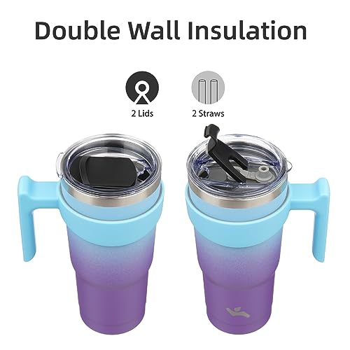 Image of Konokyo 20 oz Tumbler with Handle and Straw, Insulated Travel Mug