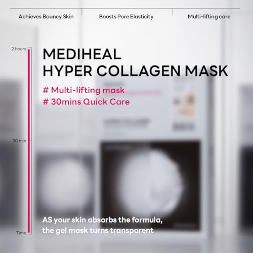 Mediheal Hyper Collagen_Collagen Real Deep Mask 4pcs | Collagen Gel Mask for Multi-lifting Care | Achieves Bouncy Skin | Boosts Pore Elasticity | 30mins Quick Care | Extra Hydration