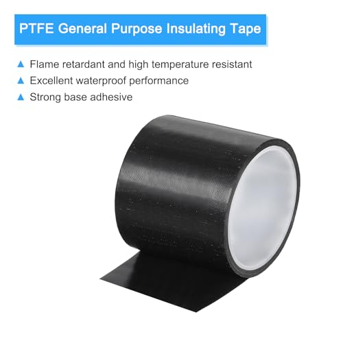 Image of MECCANIXITY High Temperature Tape 80mm PTFE Coated Fabric Tape Heat Resistant Tape for Vacuum Sealers Adhesive Tape 10m /33ft Black 0.18mm Thickness