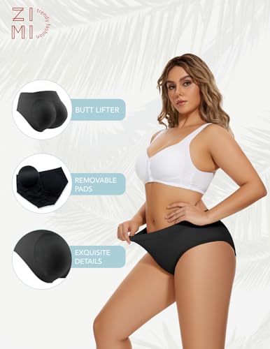 Image of Zimi Collection Butt Lifter Panties Underwear for Women with Removable Pads Seamless Booty Pads Hip Enhancer Panty