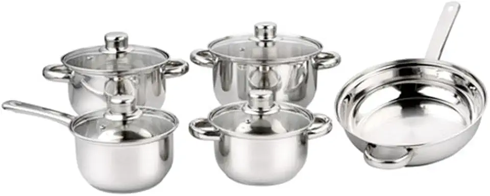 Jogo De Panelas 5 Peças Tampa Vidro Aço Inox Wincy