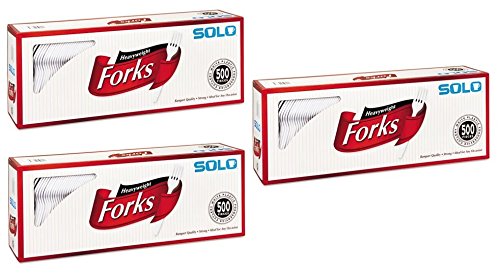 SOLO Cup Company Mediumweight Plastic Cutlery, Forks, White, 6.41 In, 1,500 Pieces
