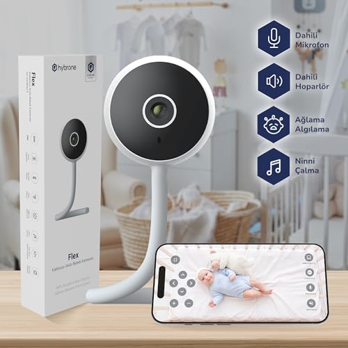 Flex Wi-Fi Akıllı Bebek Kamerası, Ağlama Algılama, Ninni Çalma, Sıcaklık ve Nem Ölçümü, Uzaktan Konuşma
