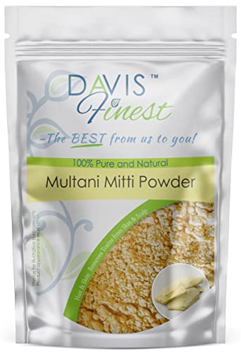 Davis Finest Argile Verte Multani Mitti Masque Visage, Soin Cheveux, Argile Verte en Poudre Éclaircit la Peau, Taches, Cicatrices d'Acné, Uniformise le Teint, Réduit les Pores 100 g Cover