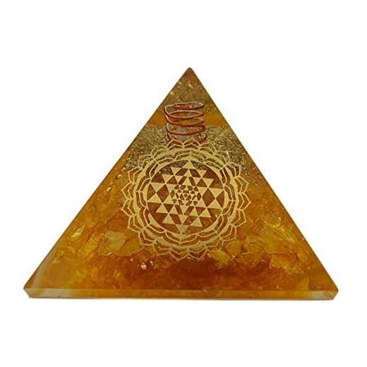 Pirámide Energía Orgonita (240 g/8 cm) Piedra preciosa citrino con símbolo de Sri Yantra | Protección Energía Felicidad Armonía