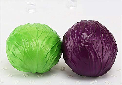 Zzooi Artificial High Simulation Cabbage Display Props Faux Cabbage Cabinet Showcase Decoration 2PCS Purple and Green