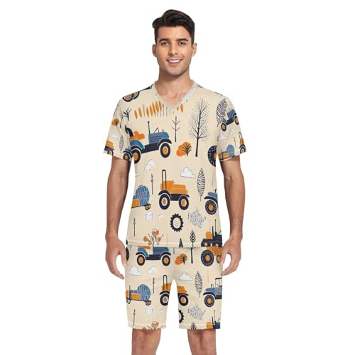 Pajama Set for Men, Short Sleeve Sleepwear with Pockets Modal Loungewear, S-XXL4