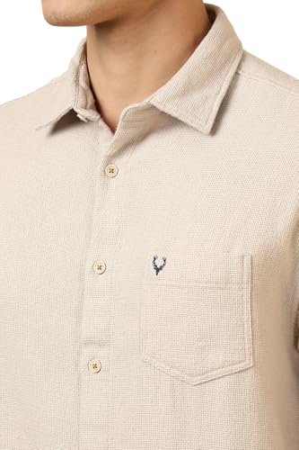 Image of Allen Solly Men's Textured Casual Shirt | Drop Shoulder | Half Sleeve | Relaxed Fit | Casual & Streetwear Style
