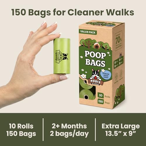 Image of Pogi's Dog Poop Bags - Leak-Proof & Extra Thick Pet Waste Bags (Fresh Scent, 10 Rolls, 150-Count)