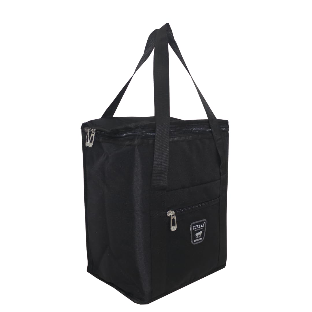 T-Traxx Insulated Lunch Bag 18L for Men & Women | Super Jumbo Hot & Cold Tiffin Bag | Waterproof Lunch Tote with Front Pocket & Inner Organizer | Reusable Office & Travel Lunch Carrier, Black-image-28