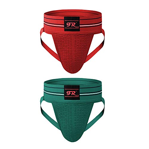 sandbank Men Sexy Breathable Pouch Athletic Supporter Jockstrap Jock Strap Thong (US L = Asian Tag XL, 2 Pack Mix-Color#2)