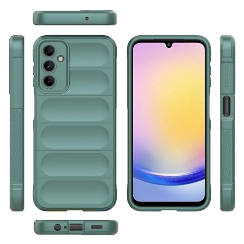 Image of amazon basics Mobile Cover for Samsung Galaxy A25 5G | Full Camera Protection | Liquid Silicon Case | Flexible Bumper Case for Samsung Galaxy A25 5G (Green)