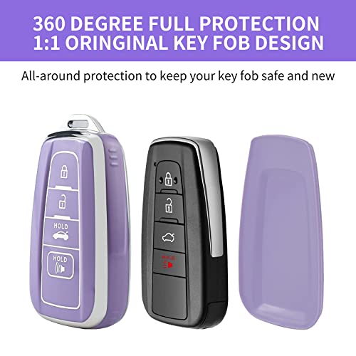Offcurve For Toyota Key Fob Cover Premium Soft Tpu Car Key Case Full Protection Key Case Holder Fit For 2018-2022 Toyota Rav4 Camry Corolla Avalon C-Hr Prius Gt86 Highlander Smart Key, Purple #TOP2