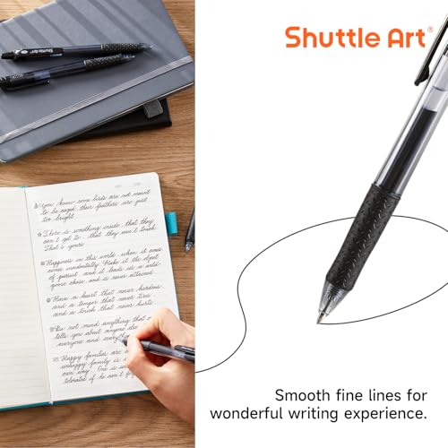 Image of Shuttle Art Black Gel Pens, 48 Pack(20 Pens with 28 Refills) Retractable Medium Point Rollerball Gel Ink Pens Smooth Writing with Comfortable Grip for Office School Home Work