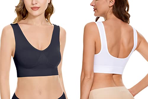 Women's Wireless Sleep Bras Unpadded Seamless Comfort Bras Throw-on Wirefree Bralettes 3 Pack2