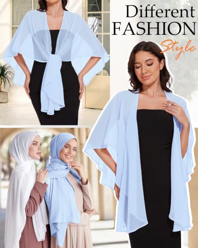 Image of Shawls and Wraps for Evening Dresses Womens Chiffon Scarf Sheer Cover Up