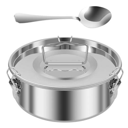 FALESOUL Flan Mold with Lid 7.5inch Flan Mold for Fast Pot 6QT to 8QT Stainless Steel Flan Pan Mold with Spoon and Handle Portable Cake Baking Flan Baking Pan for Cake Pudding Cheesecake Crepe