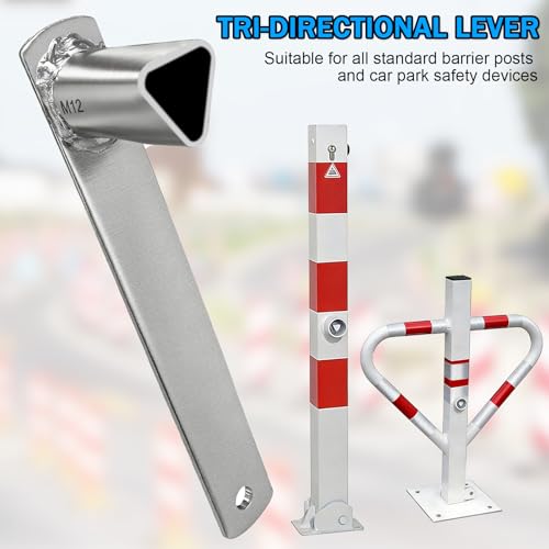 MFUSUL 2 Stück M12 Dreikantschlüssel für Absperrpfosten, Präzision Pollerschlüssel für M12,Dreikantschlüssel mit Langem Stielfür Absperrpfosten, Poller, Parkplatzsperre
