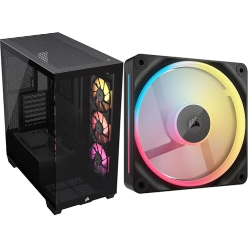 yZbgzCORSAIR iCUE LINK 3500X RGB Tempered Glass ~h^[PCP[X ubN CC-9011280-WW + iCUE LINK LX120-R RGB gLbg120mm PWM PCP[Xt@