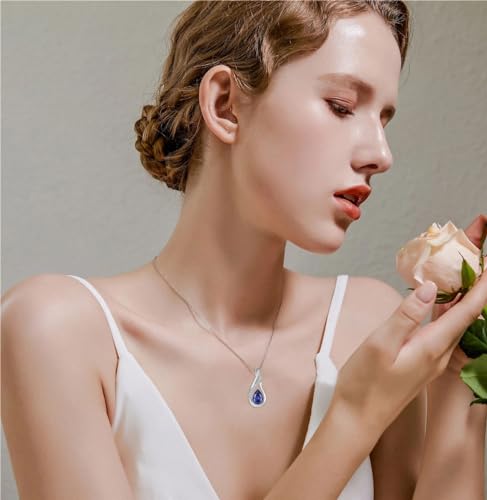 Infinity Necklace for Women 925 Sterling Silver Teardrop Pendant Necklace Birthstone Jewelry Gift2