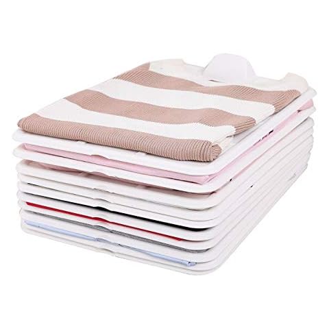 JeeMooTown T shirt Organiser, Anti-Wrinkle Shirt Organiser, Anti-Moisture & Resistant Closet Laundry Divider,Regular Size for Most Thin and Medium Thick Sweaters/Shorts/Jumpers (White, 10Pack) Cover