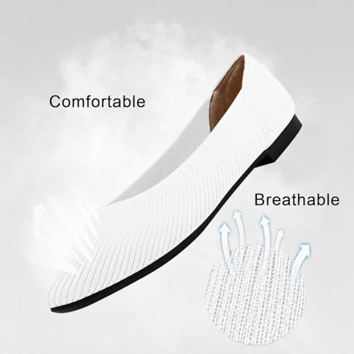 Image of TINGRISE Women's Flats Shoes Pointed Toe Knit Ballet Comfortable Dressy Slip On Flat