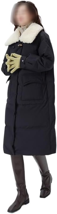 Women's Mid Length Down Jacket Plush Lapel Warm and Comfortable Casual Mid Length Down Jacket
