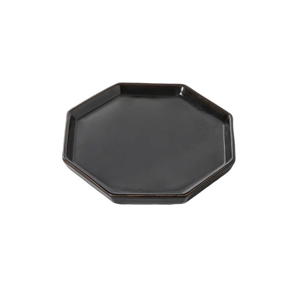 Prettiee plant dish saucer Octagon Flower Planter Drip Tray, Plant Saucers for Home Office Gardening (Black S)