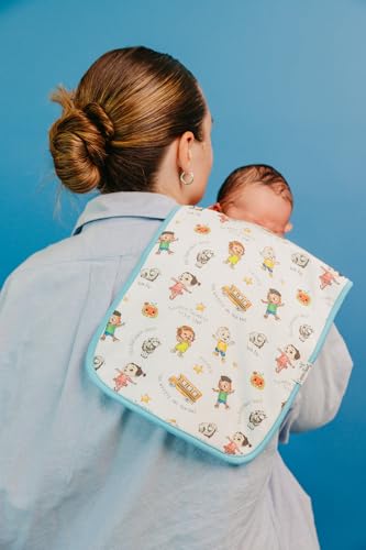 Image of Copper Pearl Baby Burp Cloth Large 21''x10'' Size Premium Absorbent Triple Layer 3-Pack Gift Set CoComelon Friends