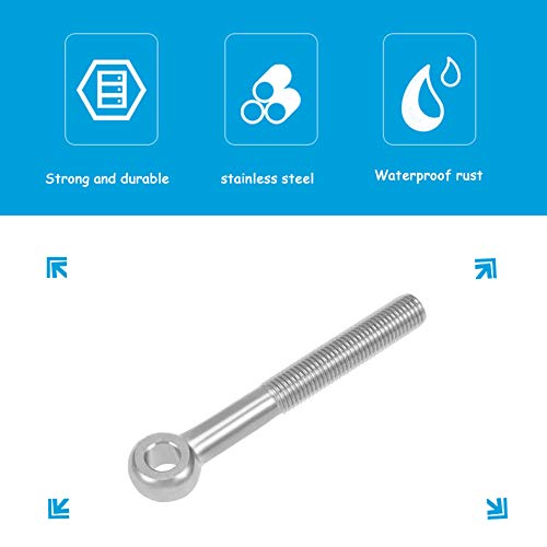 Image of M16 x 100mm Eye Bolts 304 Stainless Steel Machinery Shoulder Lifting Screws Silver Tone, 2Pcs
