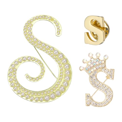 Brooche lettre S initiales strass bijoux de col pour robe manteau et customisation
