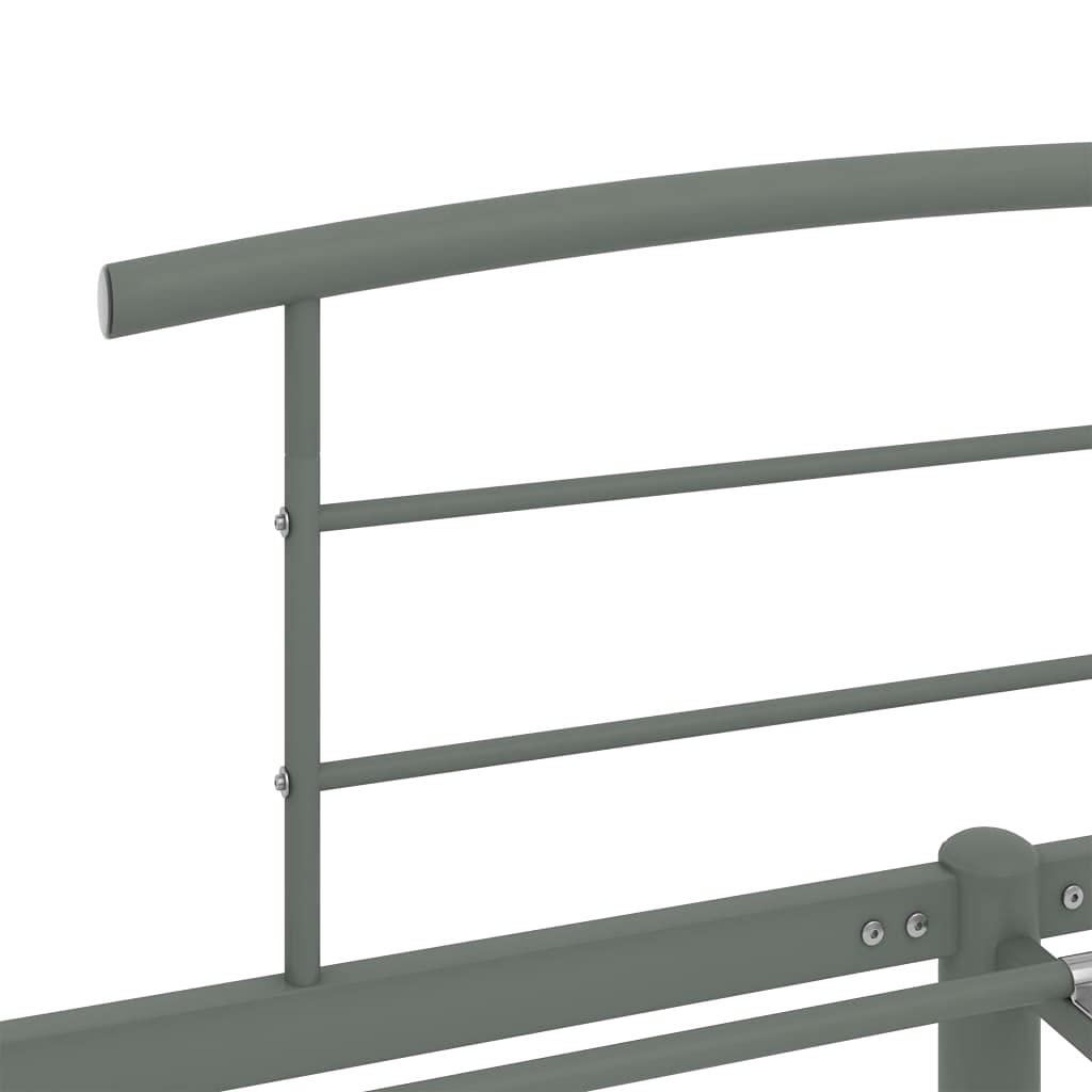 Gray Metal Bed Frame, 180x200 cm | Features a durable steel platform design supporting mattresses without a box spring in bedrooms and guest rooms.