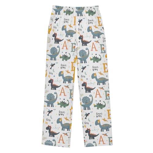 ALAZA Dinosaurs Pajamas Bottoms with Pockets Comfy Pjs Sleepwear Elastic Waistband Pajamas Pants Lounge Pants for 6-14 Years