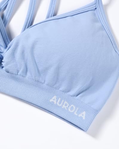 Image of AUROLA Mercury Workout Sports Bras Women Athletic Removable Padded Backless Strapy Minimal Crop Top