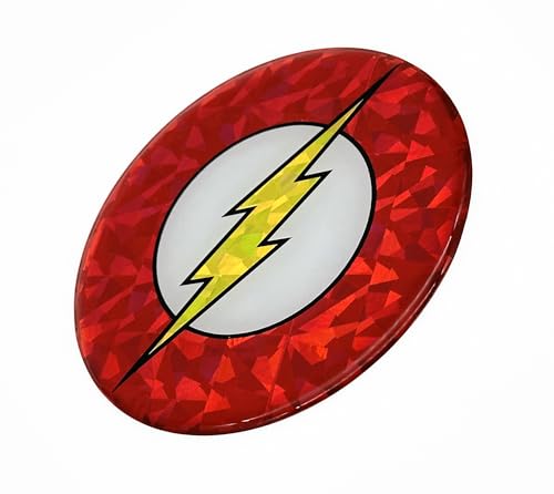 Image of Elektroplate Officially Licensed DC Comics The Flash Automotive Reflective Domed Decal (3.25 inch Diameter) Premium 3D All Weather Sticker for Car, Water Bottle, Laptop, Phone | Made in the USA
