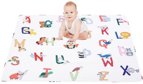 Image of 50x50 Play Mat Foldable Baby Play Large Baby Mat, Non Slip Washable Baby Play Mats for Floor, Portable Travel Crawling Mats for Toddlers and Infants