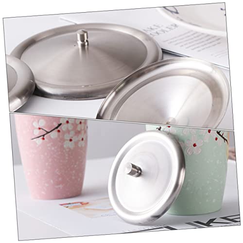 Luxshiny 2 Unidades Tampa De Aço Inoxidável Capa De Caneca Hermética Tampa Da Caneca Tampas De Armaz