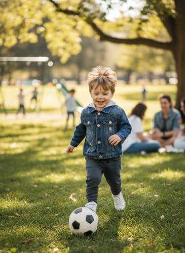 Image of Volunboy Toddler Hooded Denim Jackets Boys Spring Fall Ripped Jean Coat with Hood Long Sleeve Button Down Casual Outerwear