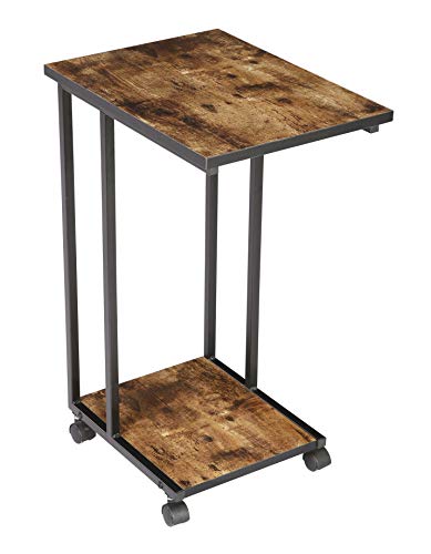 Jjs Side End C Table For Sofa, Living Room Couch Table Snack Table That Slide Under For Small Spaces, Rustic Brown #TOP15