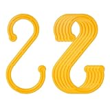 MKEKZX 6 Pack Heavy Duty S Hooks, 5.82Inch Hooks for Hanging Heavy Duty, Sturdy Non Slip Yellow S Hooks for Hanging Closet,Kitchen,Bathroom,Garden Tools,Industry
