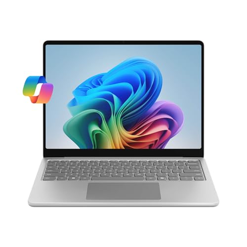 Microsoft Surface Laptop 13 inch in Platinum, showing the thin profile and touchscreen