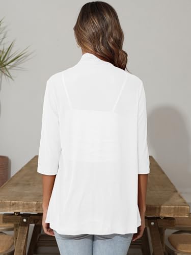 Image of Women's Lightweight Open Front Cardigans Short Sleeve Casual Soft Sheer Cardigan S-2XL with Pockets